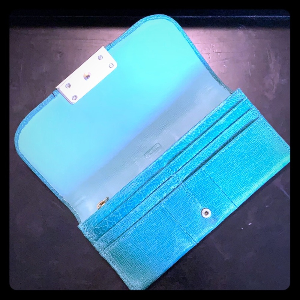 Green leather Coach wallet